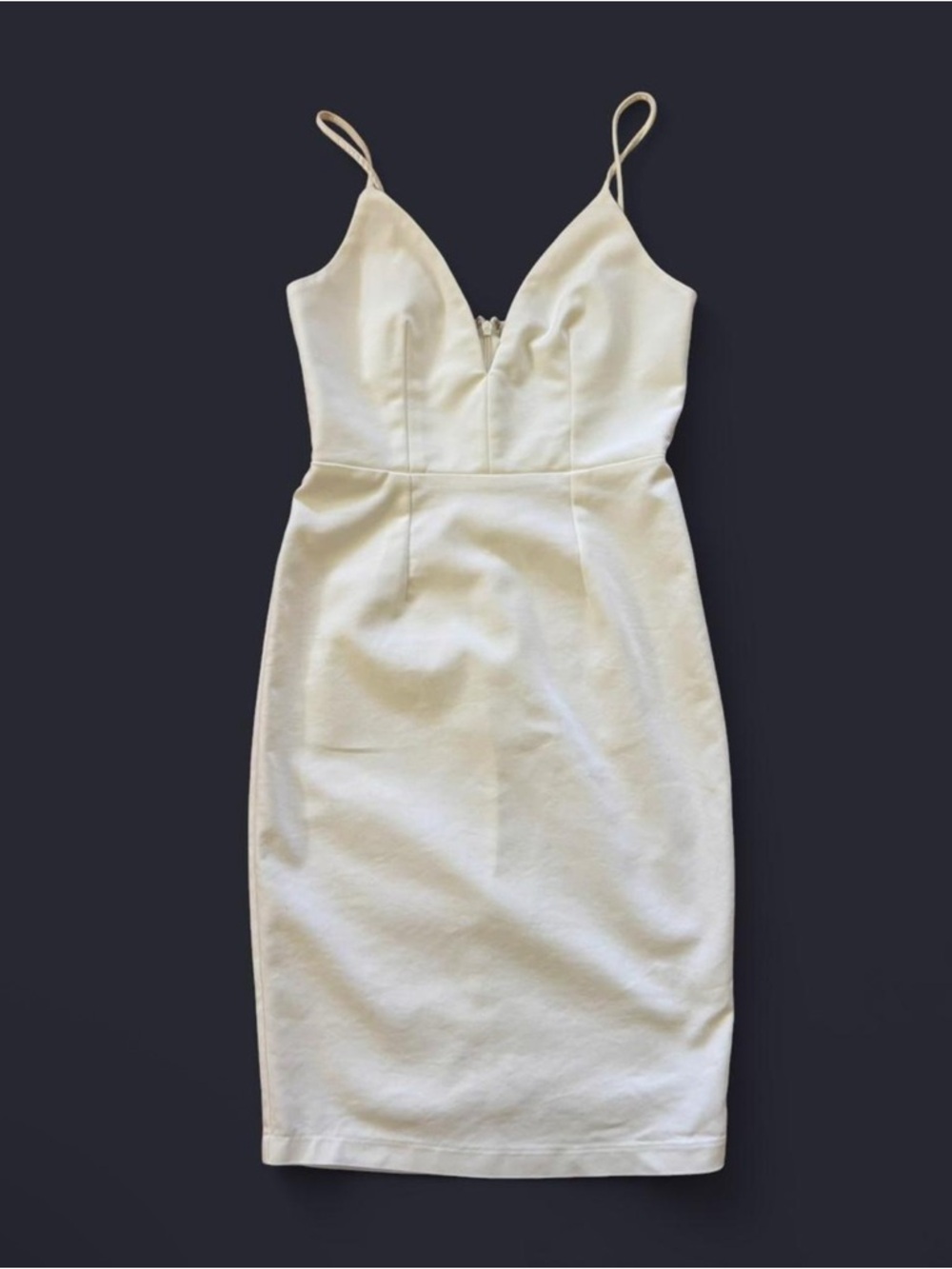 Tiger Mist White Plunge Mini Dress. - Picture 4 of 6